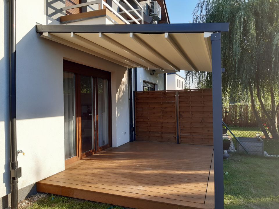 Pergola Slim – stabilna pergola w opcji sterowania manualnego